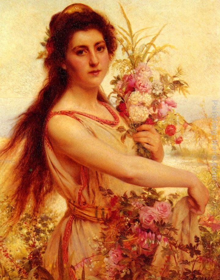 Pierre Jan van der Ouderaa Young Beauty Gathering Flowers